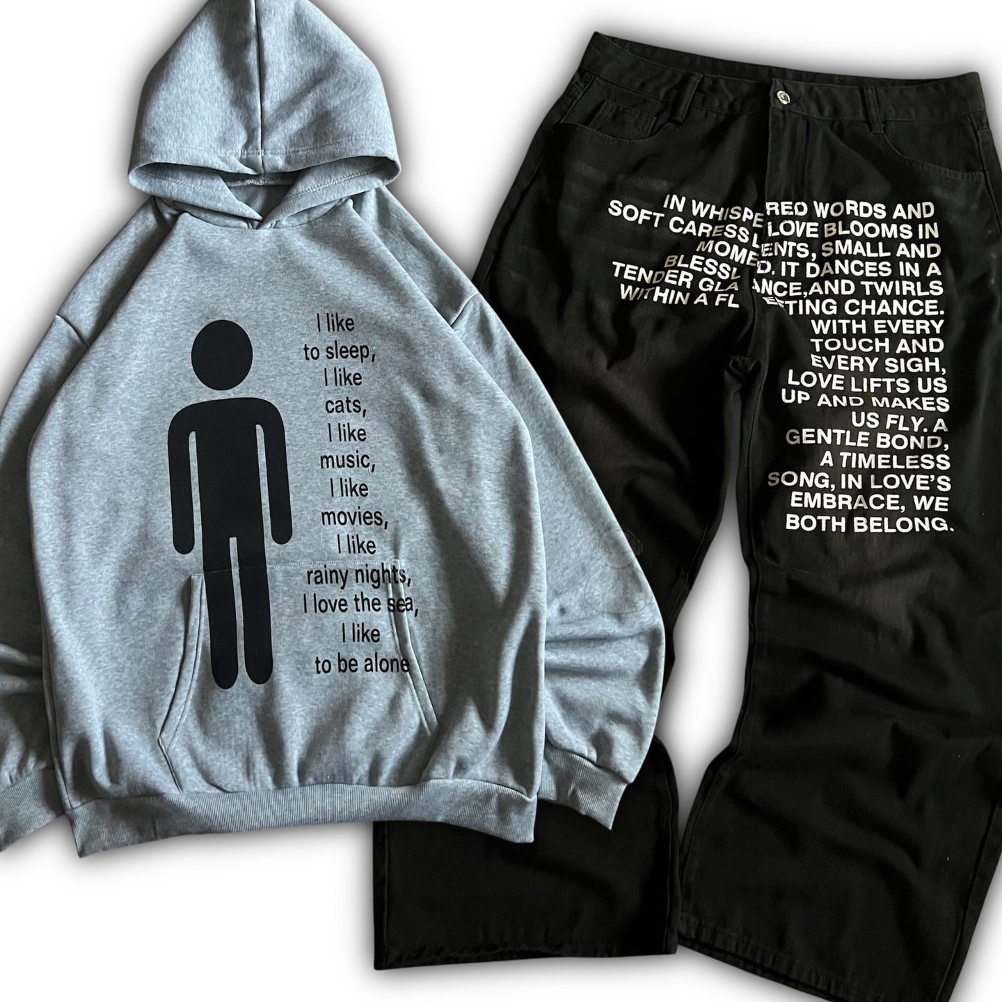 Streetwear Zipper - Amerikan Desenli Harfli Kot Pantolon Y2K