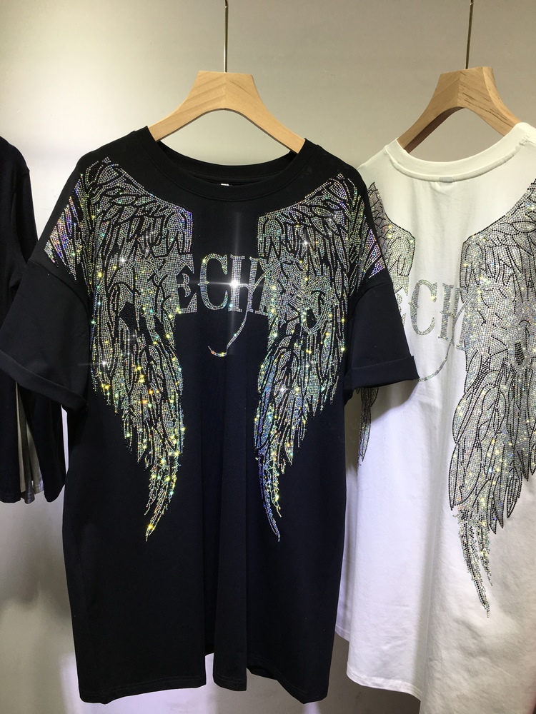 Streetwear Clothing Brands - L-4XL boy Rhinestone melek kanatları Harley