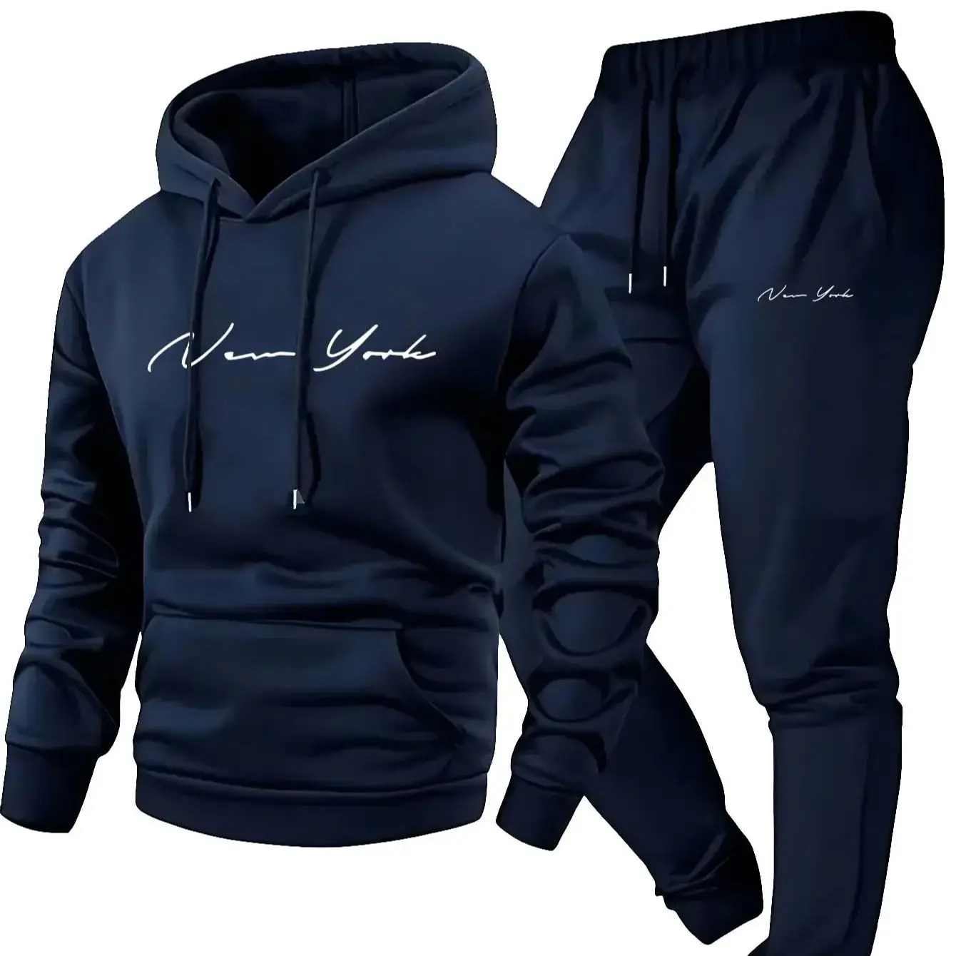 Streetwear Zipper - Erkek Yumuşak Kapüşonlu Sweatshirt Eşofman Takımı