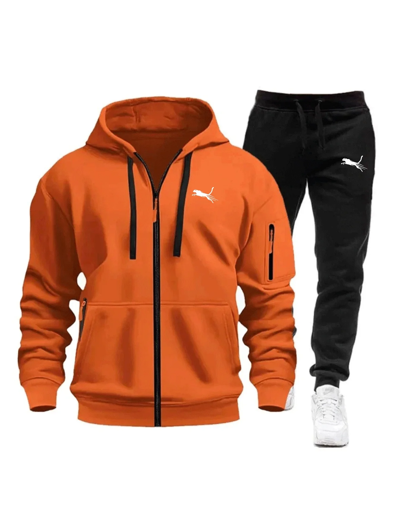 Streetwear Zipper - Erkek Günlük Fermuarlı Kapüşonlu Sweatshirt Takım