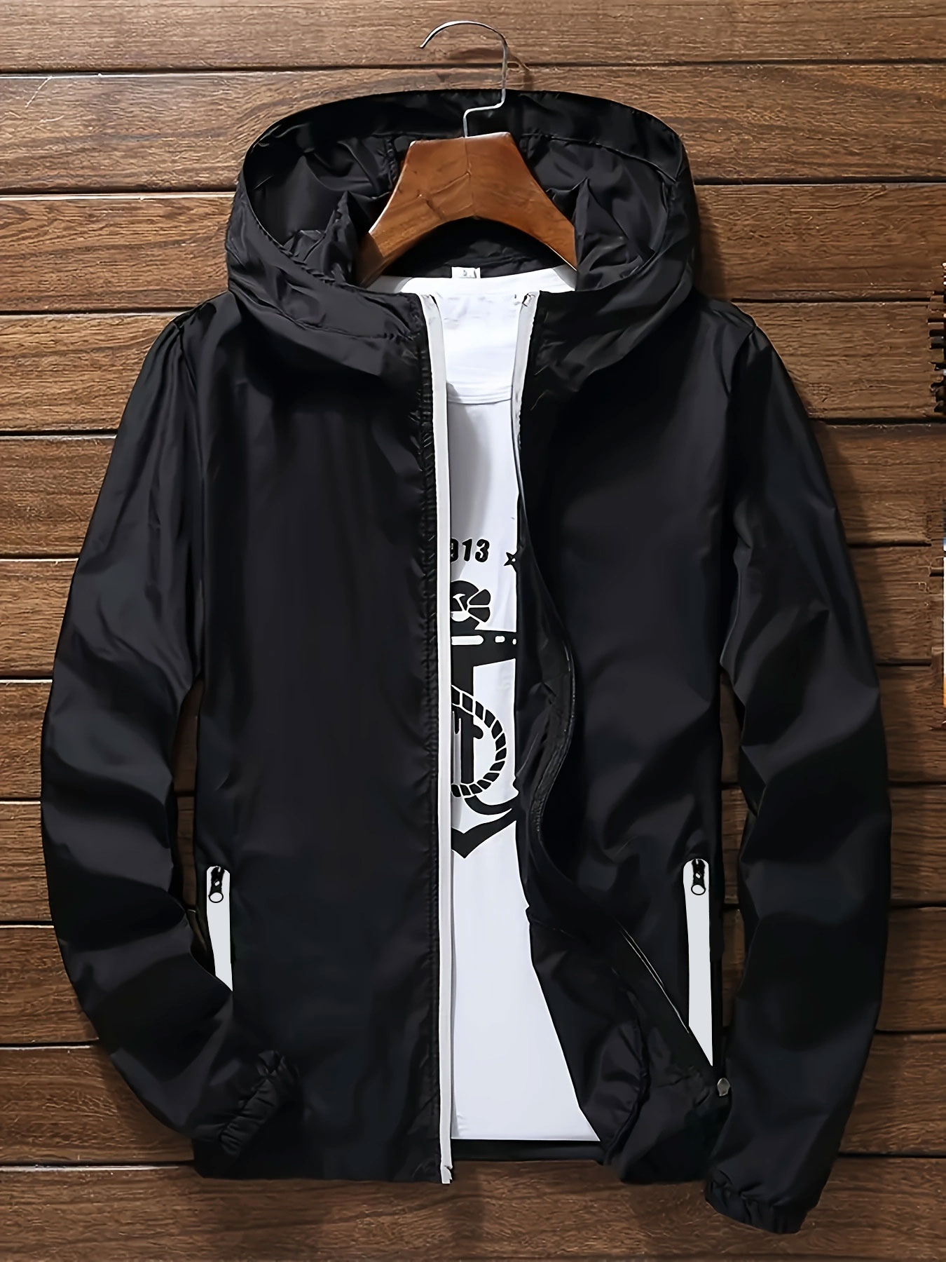 Streetwear Zipper - Erkek Premium Hafif Kapüşonlu Rüzgarlık, Sokak