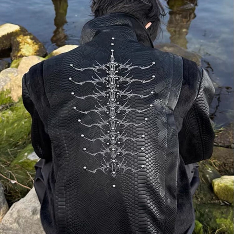 Erkekler Siyah Yılan Kabartmal - Streetwear Zipper incelemesi ve fiyatı