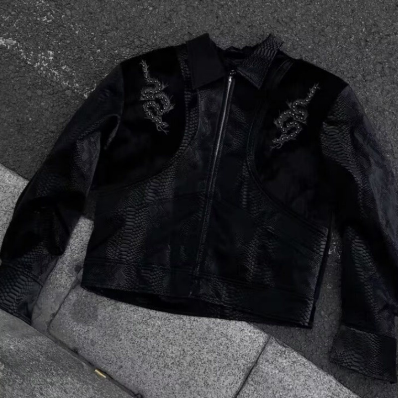 Erkekler Siyah Yılan Kabartmal - Streetwear Zipper incelemesi ve fiyatı